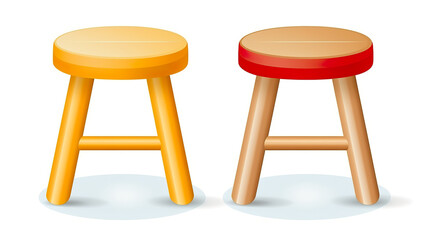 A wooden stool isolated on pure white background
