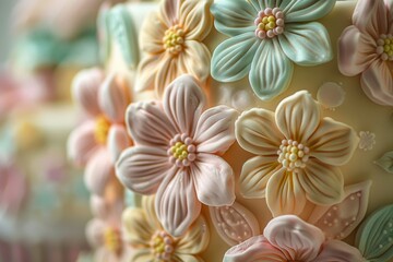 Indulge in the festive joy with this intricately decorated Easter cake, featuring delicate sugar flowers that add an exquisite touch to your celebration.