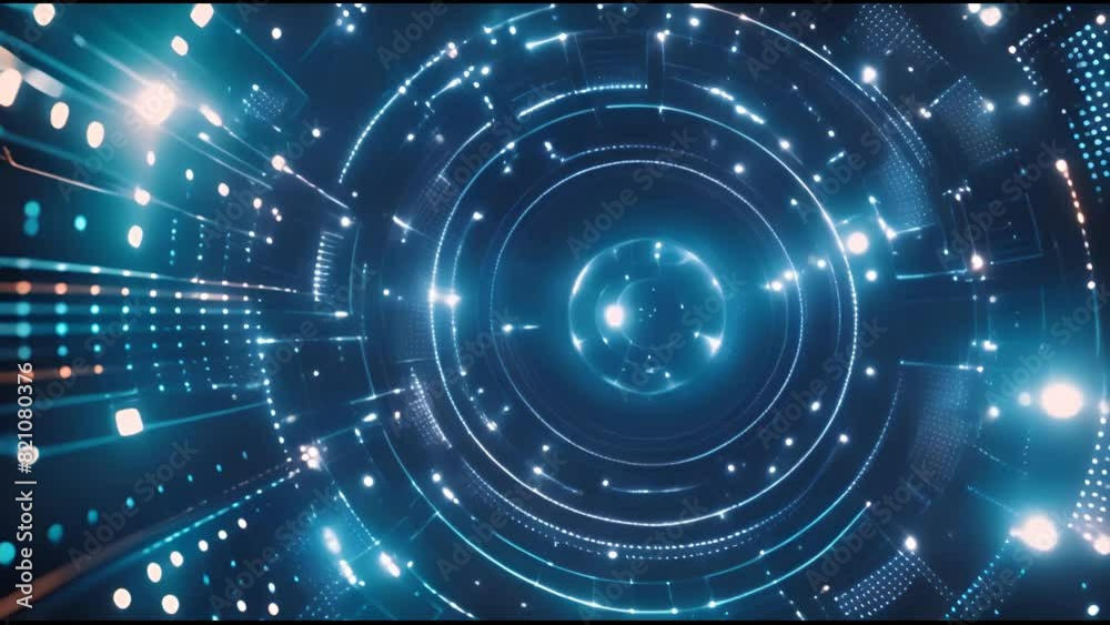 Poster Technologie background. Round hud futuristic interface. Circle element digital information. Seamless loop.