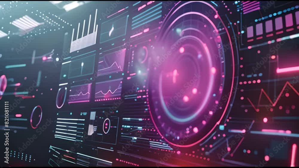Aufkleber Graph and chat panel with abstract background alpha channel showing Head up display ( HUD UI ) technology interface screen.