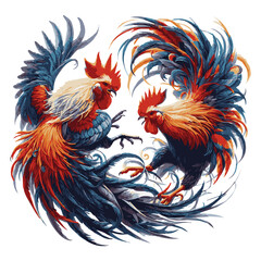 illustration of a rooster fighting bravely, genertive ai