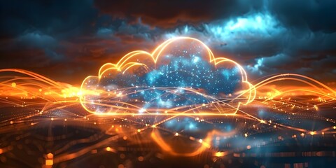 IT background in cloud computing. Concept Cloud Computing, IT Infrastructure, Network Security, Virtualization, Data Management