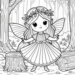 Fototapeta premium Enchanting Fairy Princess Illustration - Perfect for Children's Books, Coloring Pages, and Fantasy Art Projects