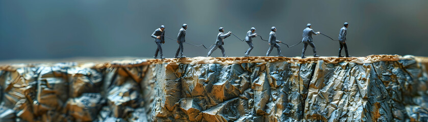 Photo realistic concept featuring a team facing joint venture challenges, struggling with low performance difficulties and their impact on business growth as they work towards succ