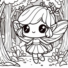 Obraz premium Enchanting Fairy Princess Illustration - Perfect for Children's Books, Coloring Pages, and Fantasy Art Projects
