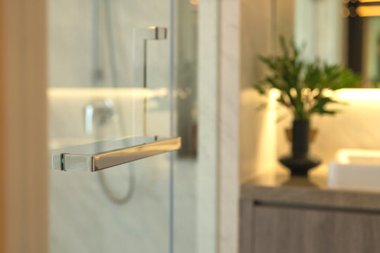 stainless glass door hadle on mirror door glass bathroom fitting detail design house beautiful ideas concept