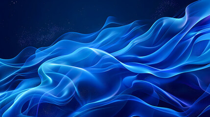 Obraz premium Abstract blue wave on dark background. Stylized water flow banner. Print, painting, design, fashion.