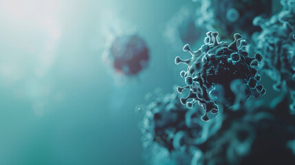 Obraz premium microscopic view of virus with a great copy space