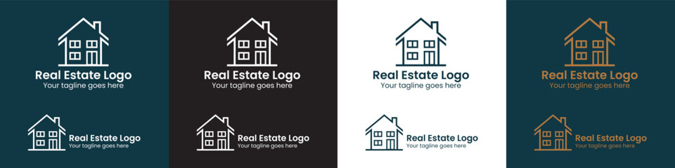 vector real estate logo with symbol of house
