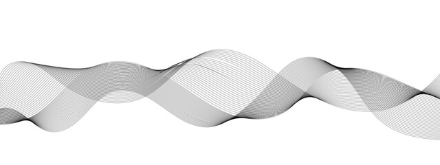 Abstract grey, white wavy smooth element swoosh speed wave modern stream curve and technology lines on transparent background. Vector illustration.