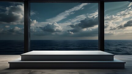 Fototapeta premium Default sea ocean scene splayp latform product presentation. generative.ai 