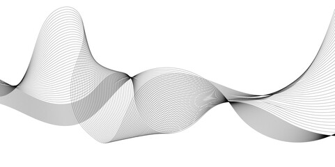 Wavy digital futuristic technology curve ocean lines on transparent background. Vector illustration.