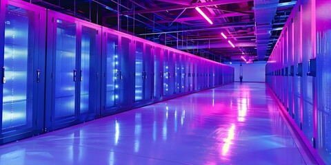 Data centers are vital for cloud security in modern cybersecurity technology. Concept Cloud Security, Data Centers, Cybersecurity Technology, Modern Technology