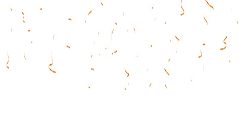 Abstract luxury golden confetti glitter and zigzag ribbon falling down on transparent background. Holyday, festive and celebration background. Vector illustration.