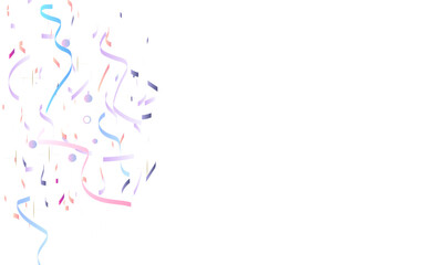 Luxury colorful sparkle confetti glitter and zigzag ribbon falling down on transparent background. Vector illustration.