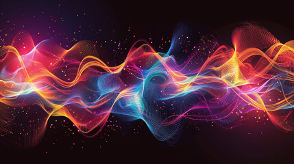 Develop a vector illustration of sound waves depicted as pulses of energy across the canvas.