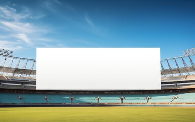 Empty advertising banner on a stadium fence, sports event setting, highresolution, perfect for largescale branding.