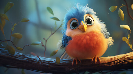 Naklejka premium Create a cute and colorful cartoon bird