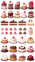 Cake clipart collection, vector, icons isolated on transparent background