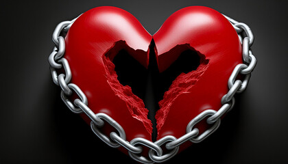 Red Heart Shaped Chain. love