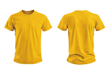 Bright yellow plain t-shirt with transparent background. A plain t-shirt that you can use for design materials. Get this yellow plain t-shirt.