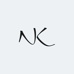 NK monogram logo signature script style. N & K logo.