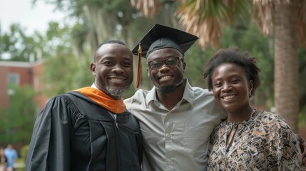 Fototapeta premium Proud Family Celebrating Graduate's Success on University Campus