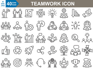 Teamwork line Icon set vector illustrator. 