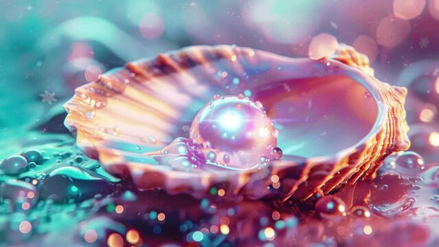 Seashell Parlor D&eacute;cor: Beautiful Pearl Gracing the Edge of a Delicate Shell
