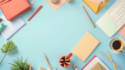 Eco packaging concepts flat design top view creative workspace cartoon drawing Triadic Color Scheme