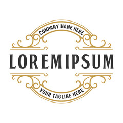 Circle Vintage Retro Ornament Blank Border Frame Royal Badge Emblem Stamp Label Design