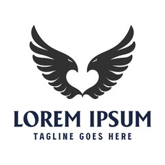 Obraz premium Simple Spread Eagle Falcon Hawk Phoenix Wing Logo Design