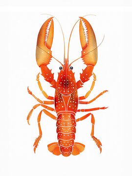 orange lobster watercolor on white clip art preview