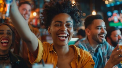 Obraz premium Cheerful Friends Enjoying at Bar