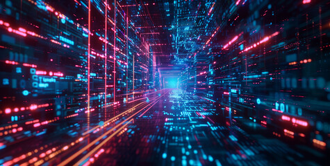 Obraz premium Dynamic digital backdrop, High-speed global data transfer, ultra-fast broadband connectivity, and cyber tech motion