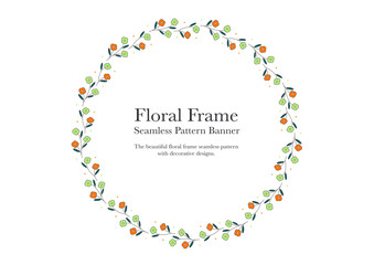 set of ornamental foliage flower frame on background banner
