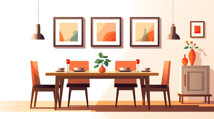 A sophisticated dining area set off against a stark white background