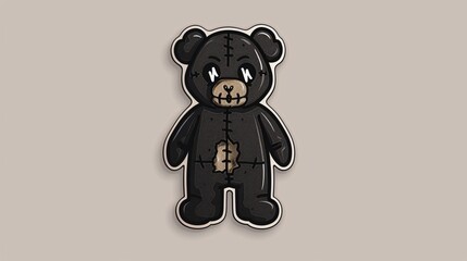 Cuddly Teddy Bear Logo Cartoon Toy. Isolated on a Transparent Background.