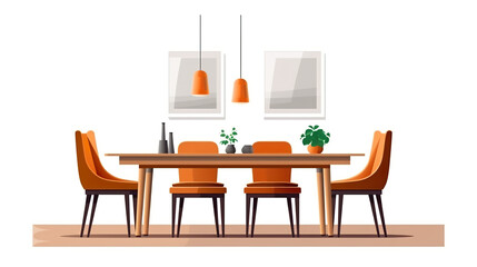 A sophisticated dining area set off against a stark white background