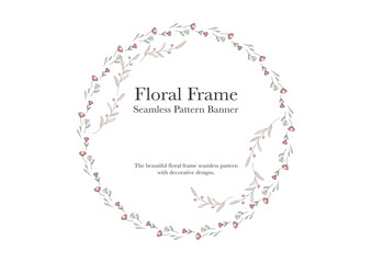 set of ornamental foliage flower frame on background banner