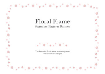 set of ornamental seamless flower frame on background banner