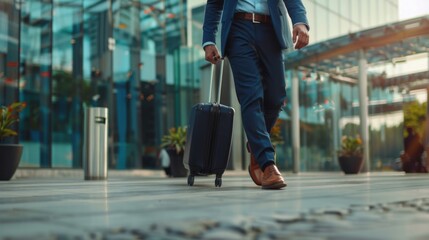 Obraz premium A Businessman Walking with Suitcase