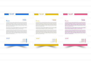 Clean and professional corporate company business letterhead template design with three color bundle