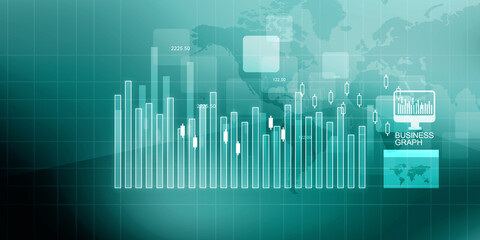2d illustration Stock market online business concept. business Graph 
