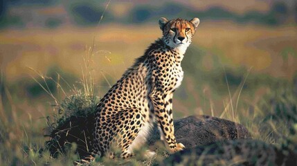 Cheetah sitting at Serengeti National Park