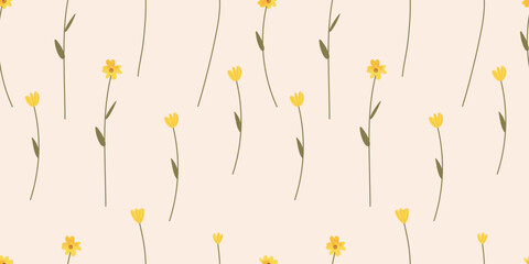 Seamless pattern with yellow wildflower