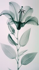 X-Ray Floral Art: Detailed Botanical Transparency of Lily Flower.