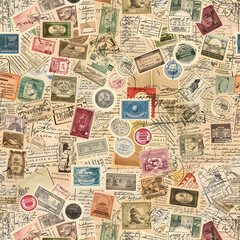 A colorful collection of stamps and postcards from around the world