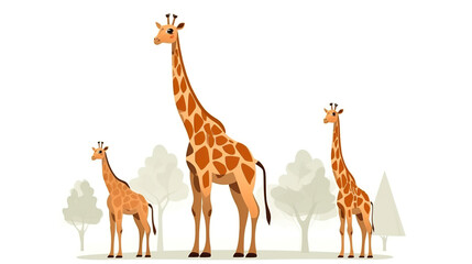 Naklejka premium An lone giraffe on a background of pure white