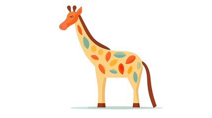 An lone giraffe on a background of pure white